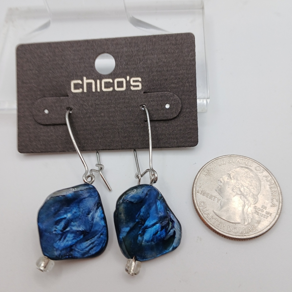 Blue Stone Dangle Earrings Chico's NWT